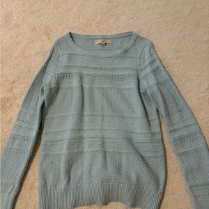 LOFT Soft Blue Textured Crew Neck Sweater